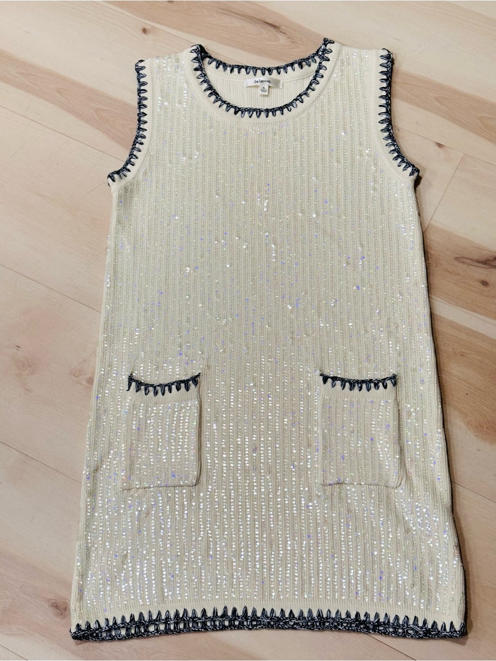 Lalavon Modenaire Sleeveless Sequin Knit Mini Dress Sz S 1960s Preppy sparkle - Picture 7 of 15